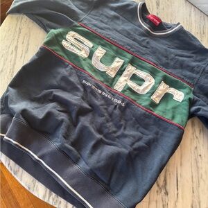 Supreme Men's Navy and Forest Crewneck Sweater